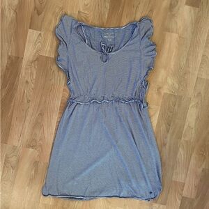 Tommy Hilfiger Blue White Striped Sleeveless Midi Dress Large